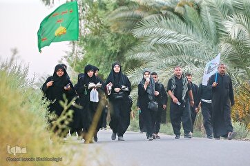Peregrinos de Arbaeen Hussaini caminham por Tariqul Ulama